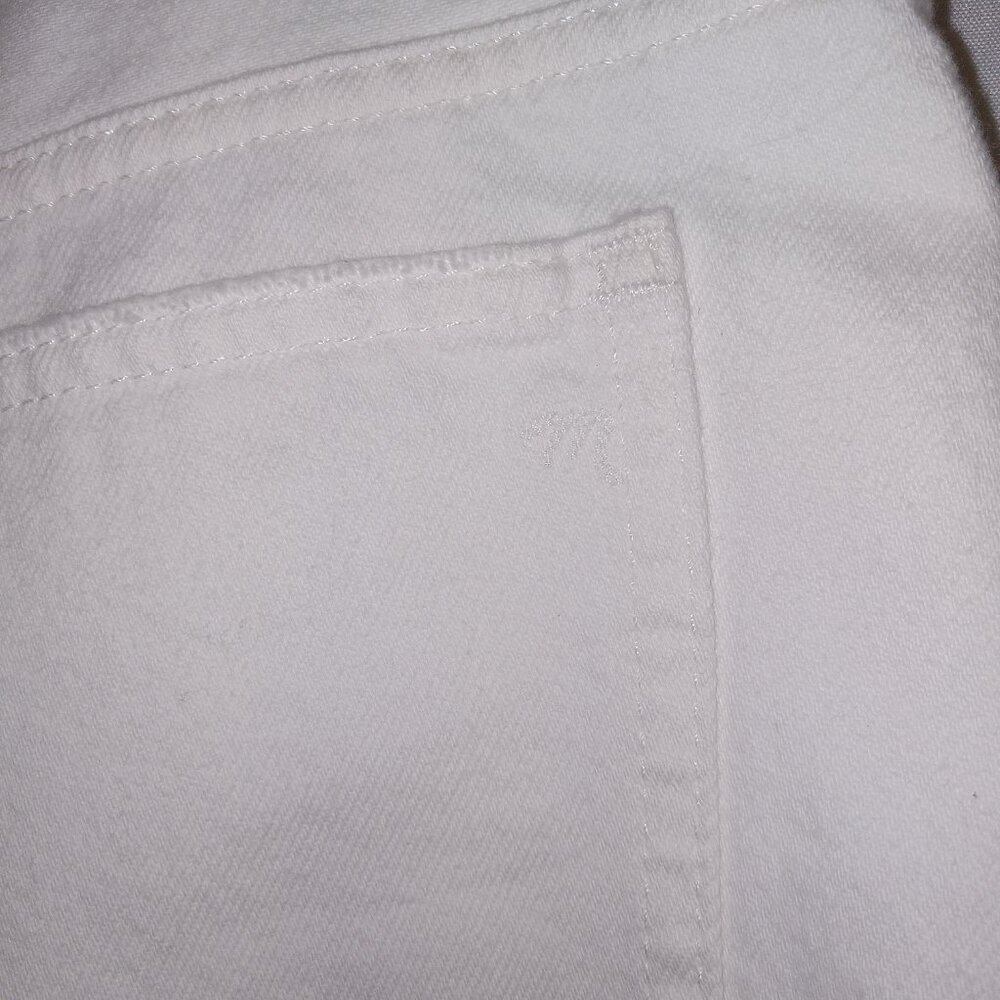 Madewell White Denim Shorts Womens 29 Relaxed Fit Raw Hem Button Fly 3" Inseam - Picture 6 of 16